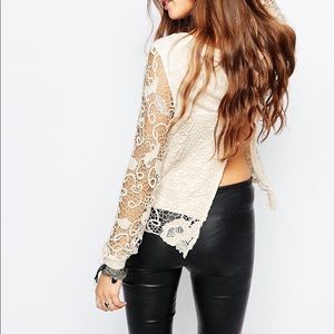 Free People open-back, crochet sweater, Large